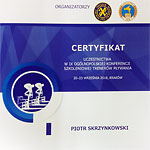 Certyfikat uczestnictwa w IX Ogólnopolskiej Konferencji Szkoleniowej Trenerów Pływania