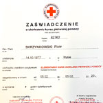 Zaświadczenie ukończenia kursu pierwszej pomocy